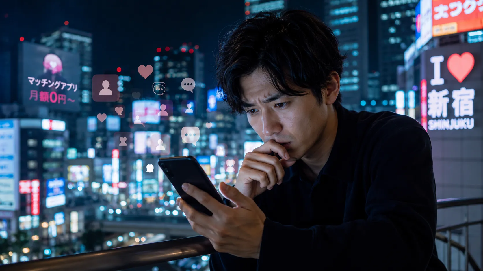 女性による結婚詐欺や投資勧誘に悩む男性のイメージ