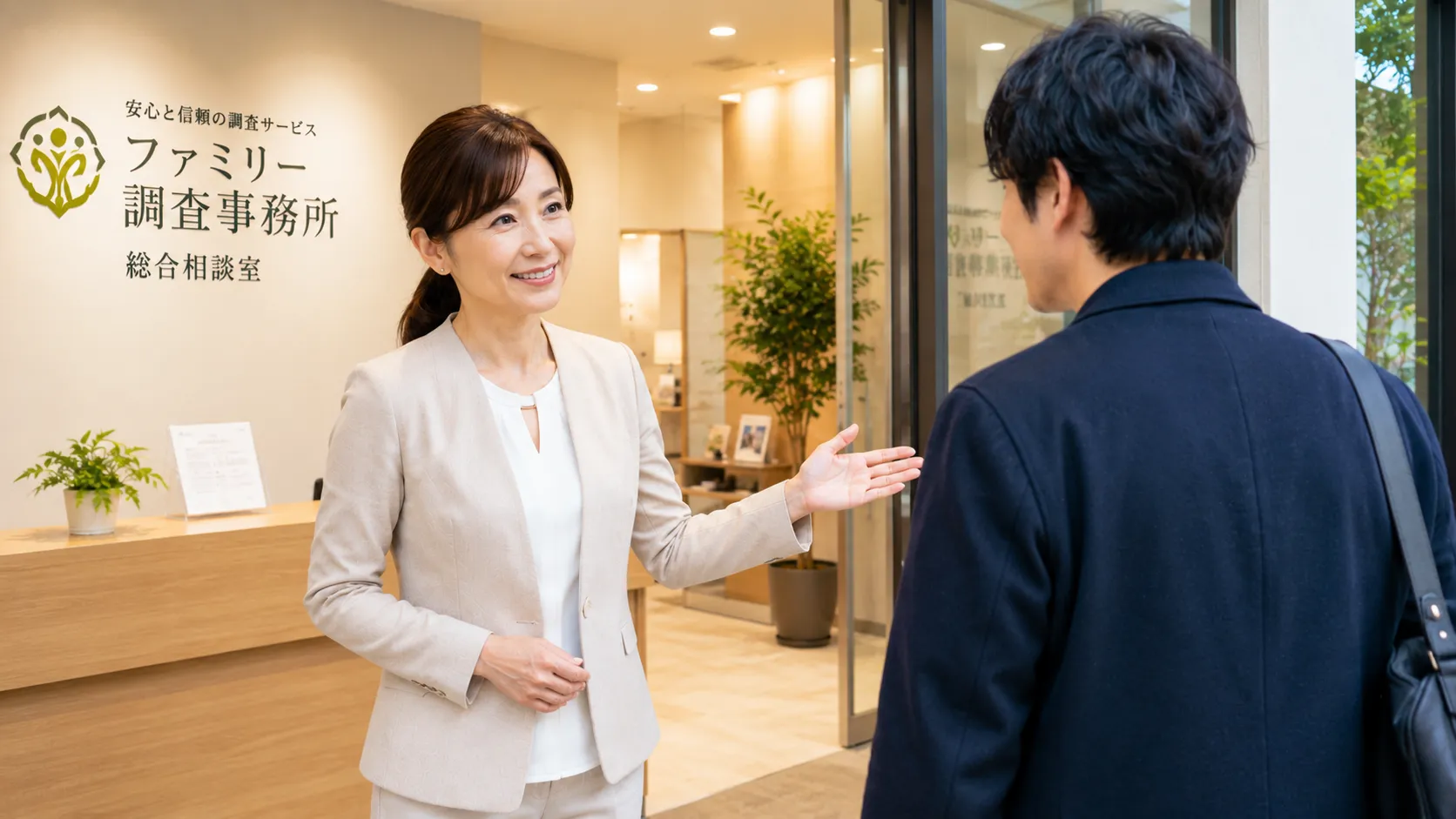 相談員と会う被害者