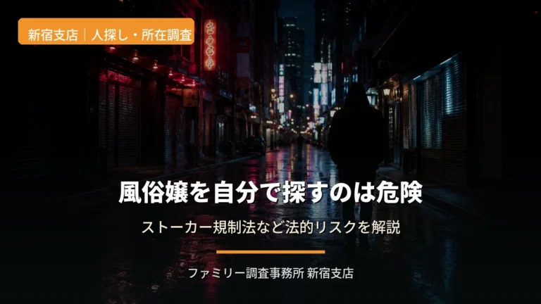 風俗嬢を自分で探すのは危険|ストーカー規制法など法的リスクを新宿の探偵が解説