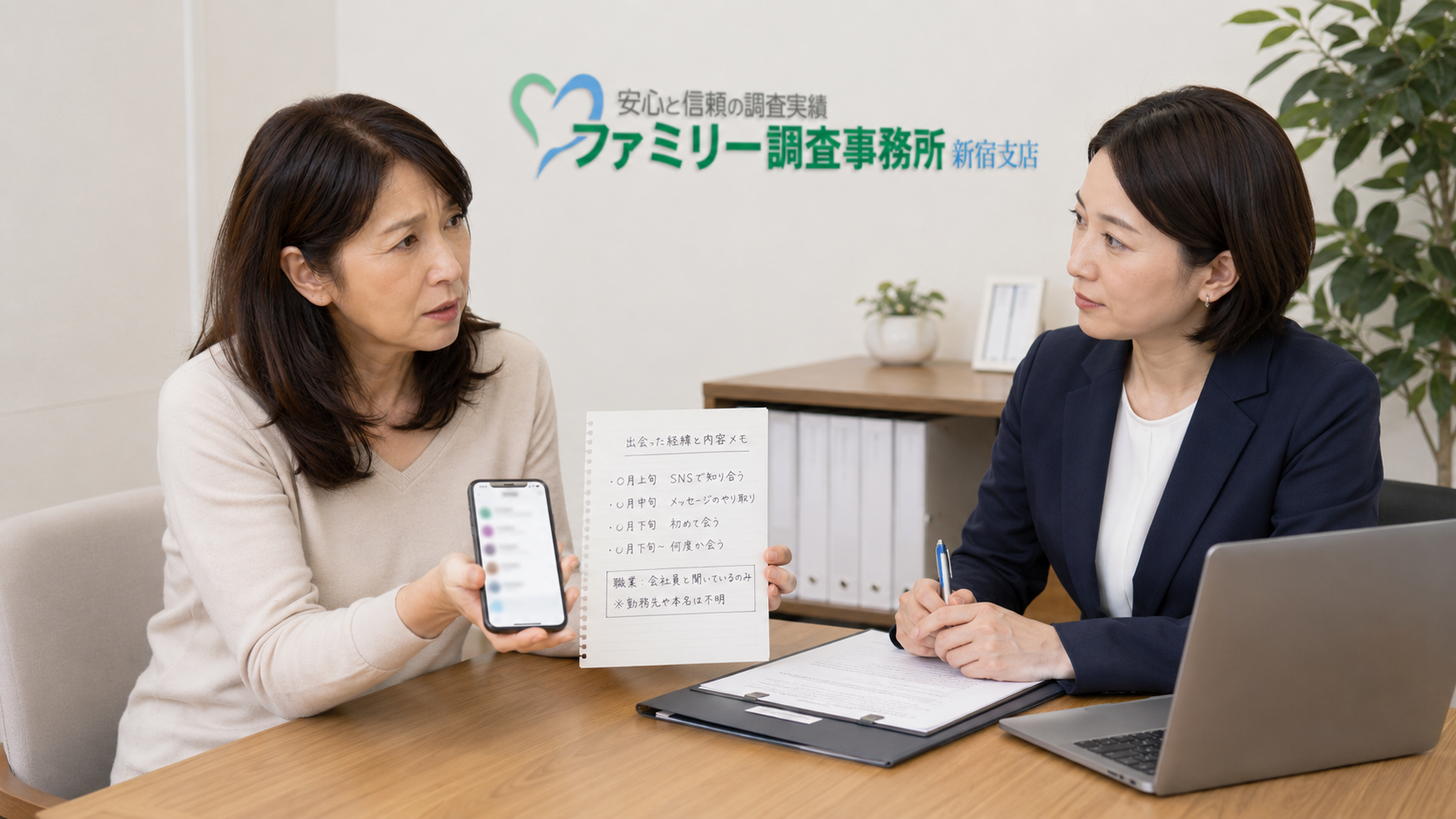 SNSで知り合った娘の彼氏の本名や勤務先が分からず新宿支店へ相談する母親