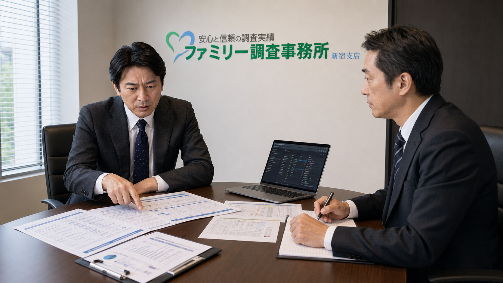 リベンジ退職による情報流出や業務妨害について新宿支店へ相談する企業担当者