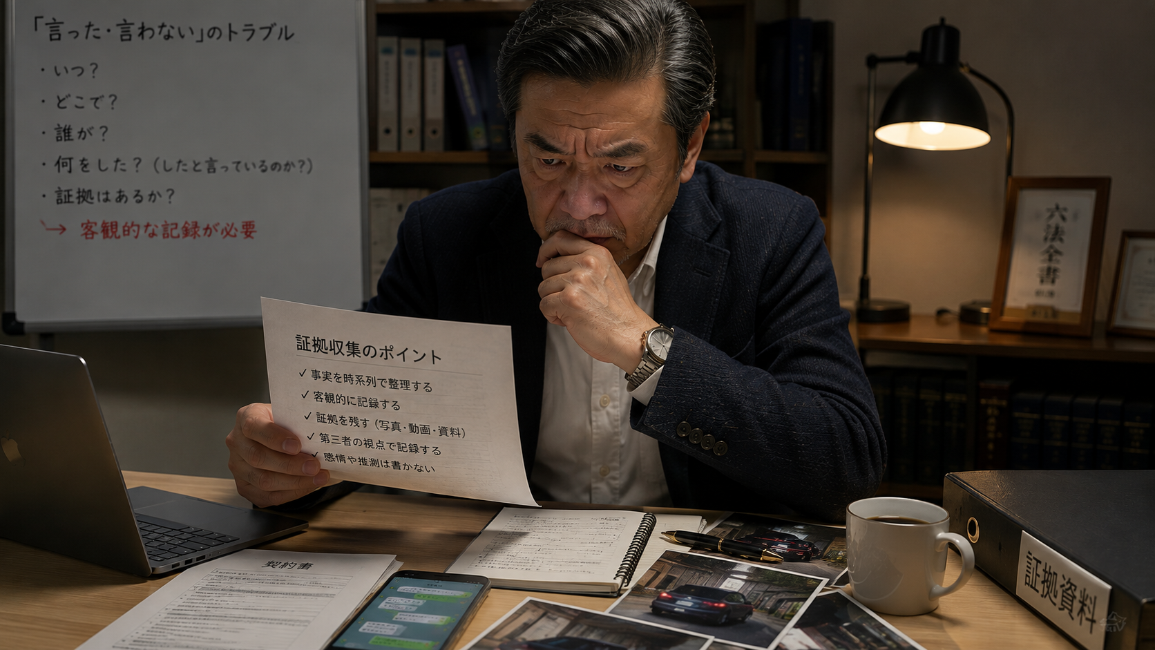 裁判の証拠収集で言った言わないのトラブルを客観的に記録する方法を考える相談者