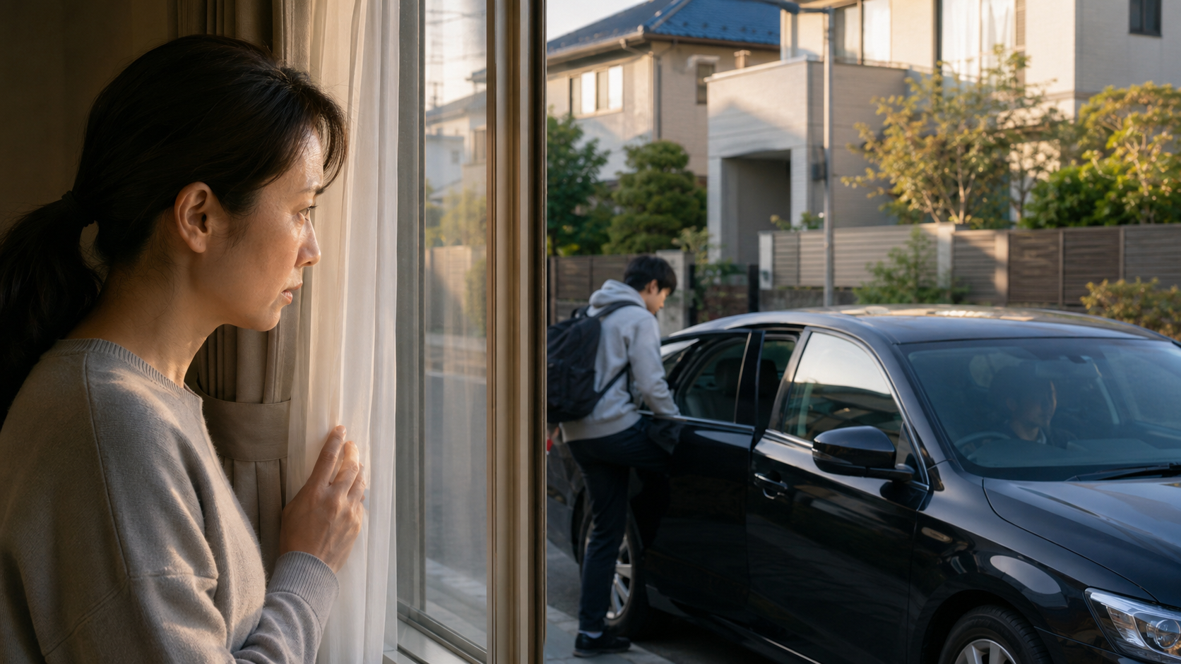 大学生の息子が知らない人の車で頻繁に出かけ交友関係を心配する両親