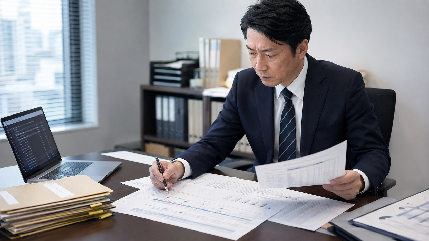 情報漏洩の企業調査前にアクセスログと社員の行動記録を照合する調査員