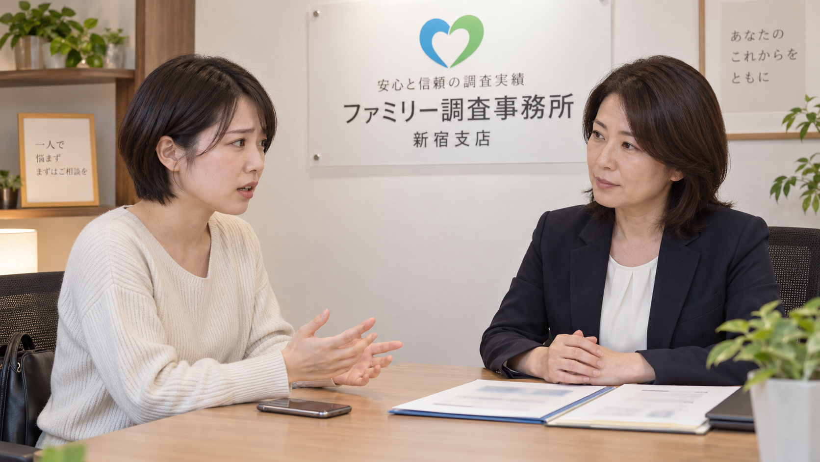 同僚の態度が急に変わり職場で自分について何が共有されているのか新宿支店へ相談する女性