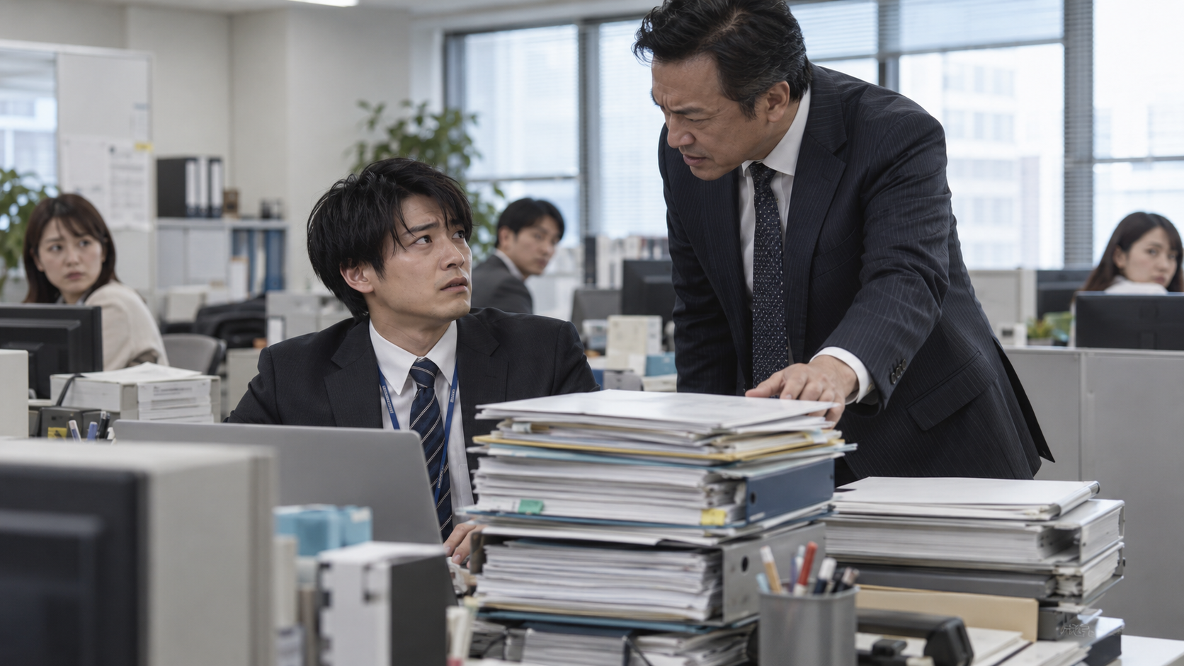 パワハラを人事へ相談した後の業務変更を記録する会社員