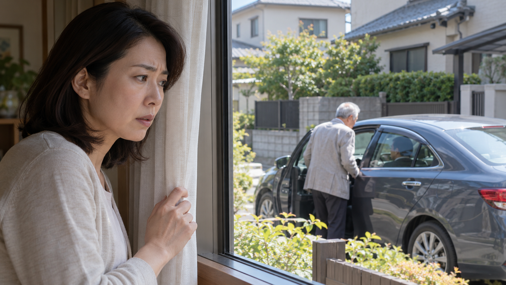 高齢の父が毎週知らない車に乗って出かけるため誰と会っているのか心配する家族