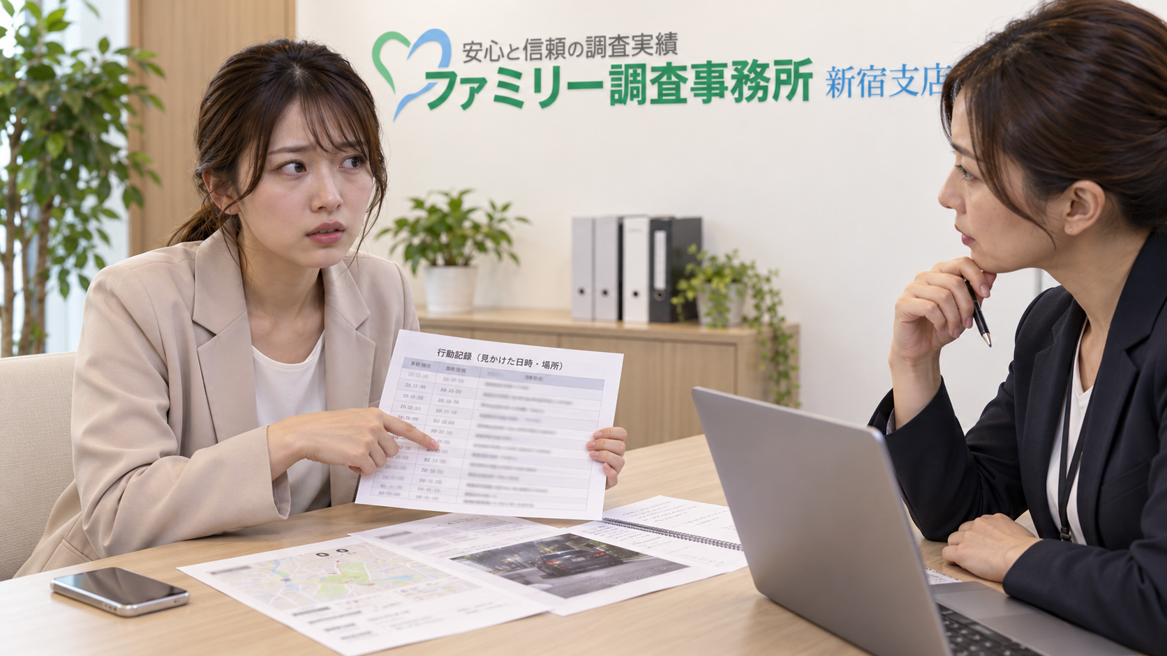 元交際相手を自宅付近で何度も見かけた日時と場所の行動記録を整理する相談