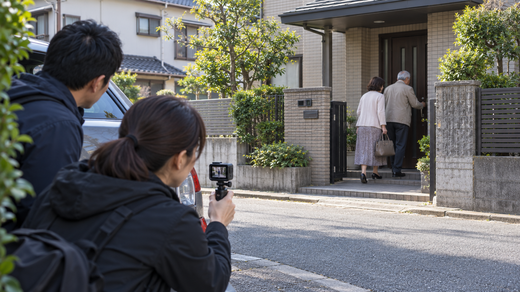 高齢の父の自宅を訪れる最近知り合った人の訪問頻度について新宿支店へ相談する家族