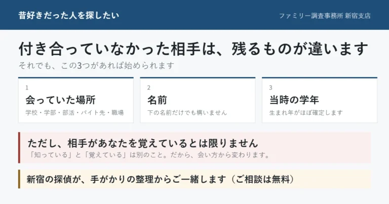 昔好きだった人を探したい｜付き合っていなかった相手を探すときに残っている3つの手がかり